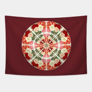 Vintage Red White and Pink Rose Abstract Tapestry