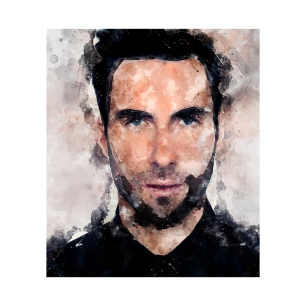 Adam Levine pop Portrait watercolour painting by nonagobich