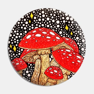 Cosmic Amanita Mushroom by Skye Rain Art Pin