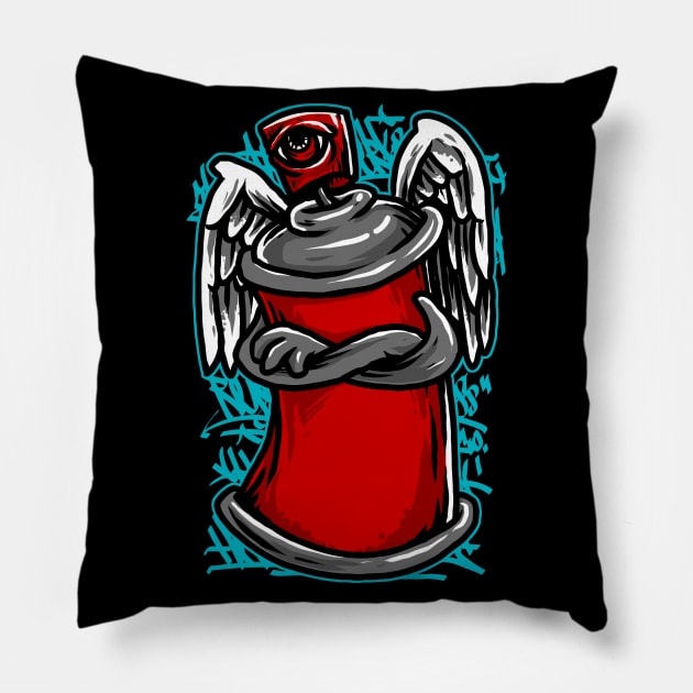 Grafitti Spray Can Pillow by machmigo