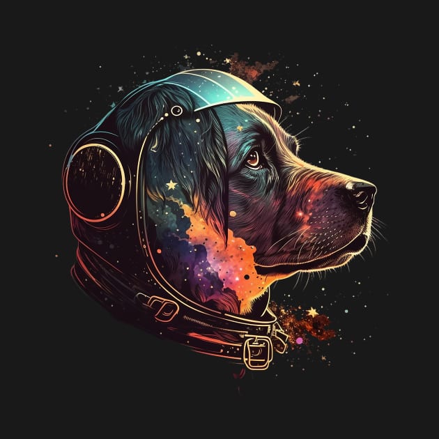 space dog by a cat cooking