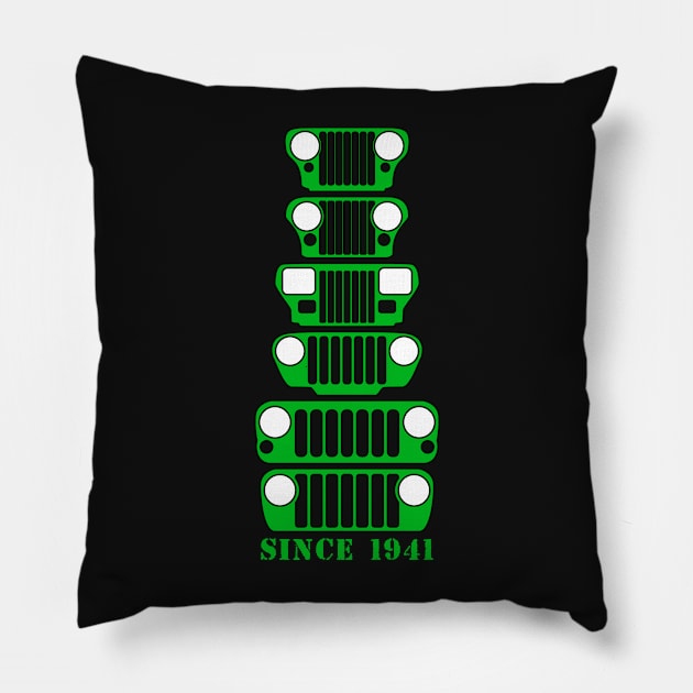 Jeep Grills Green Logo Pillow by Caloosa Jeepers 