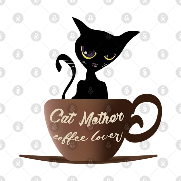 Black cat mother coffee lover by ArteriaMix