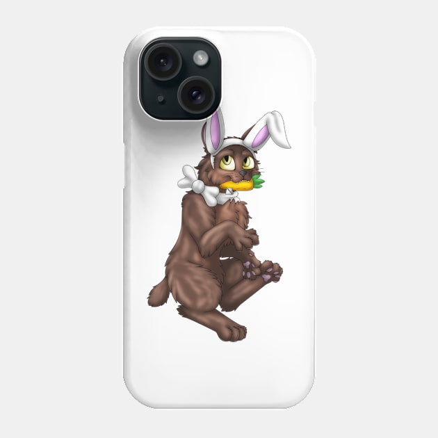 Bobtail BunnyCat: Chocolate (White) Phone Case by spyroid101