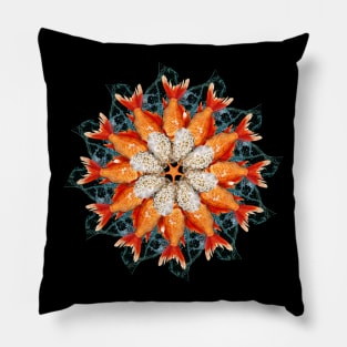 orange fishes dance mandala Pillow