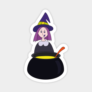 Little Witch Halloween Cauldron Magnet