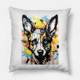 Cartoon African Wild Dog Graffiti #2 Pillow