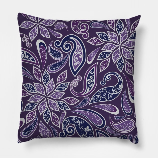 Gorgeous Paisley Art in Shades of Purple and Lavender Pillow by Dibble Dabble Designs