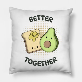 Kawaii Toast and Avacado - Better Together Pillow