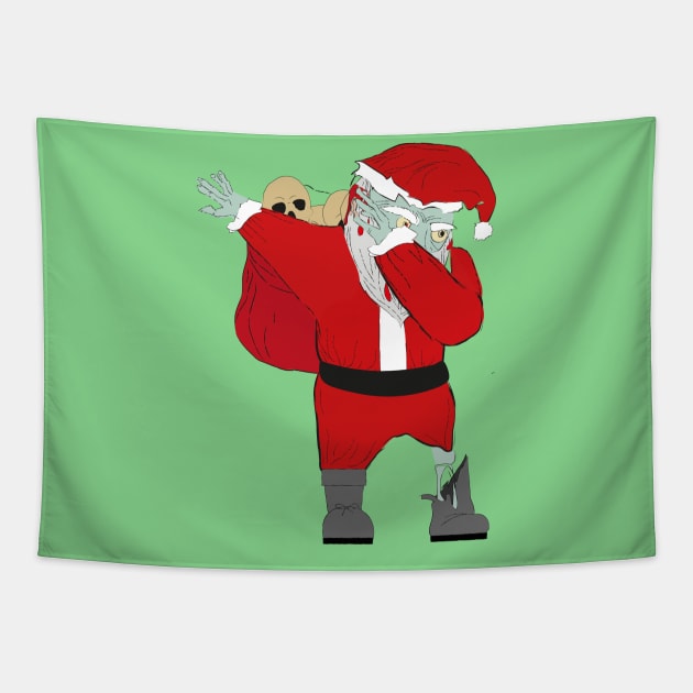 Funny Dabbing Zombie Santa Claus Halloween Christmas Tapestry by klimentina