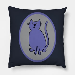 Very Peri Cat on Ultimate Gray Oval Pillow