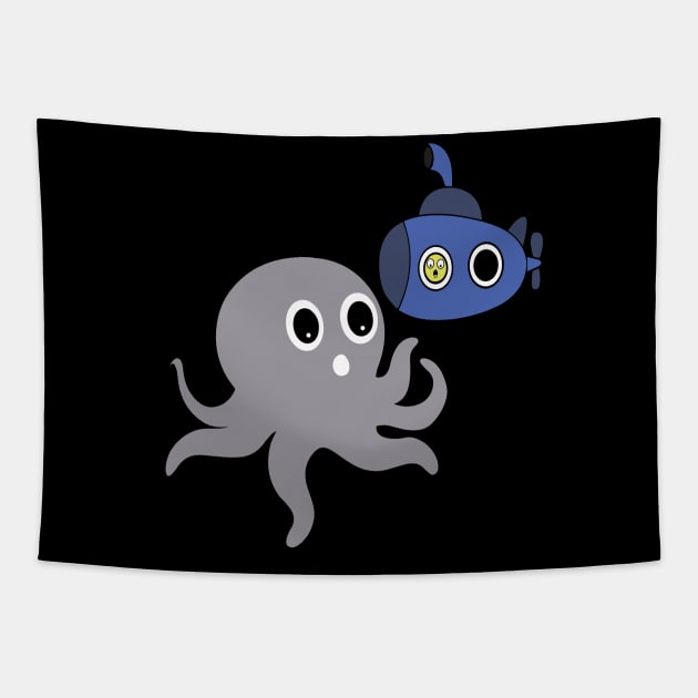 Octopus meets Submarine Tapestry by bambamdesigns