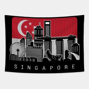 Singapore Skyline Singaporean Flag Tapestry