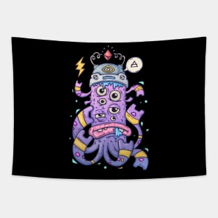 Multi eyed cartoon monster illustration Tapestry