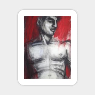 Nude Man Torso On Red Magnet