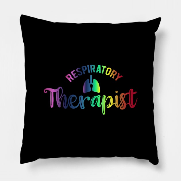 Unique Colorful Tie Dye Style Respiratory Therapist Gift Pillow by ScottsRed