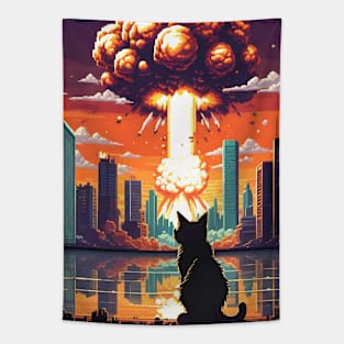 Pixel Art - City Cats (War) Tapestry