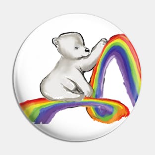 icebear on rainbow Pin