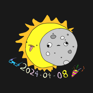 Total Solar Eclipse April 2024 Cute Moon & Sun T-Shirt