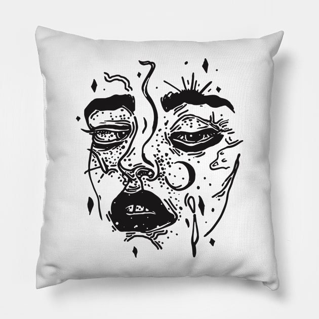 Abstract art of a girl's face Pillow by DragonDream