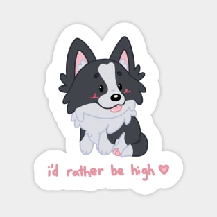 i'd rather be high border collie cute chibi dog Magnet