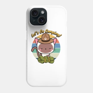 Cute White Cat Wants to go Camping Phone Case