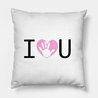 Baby hand print with heart Pillow