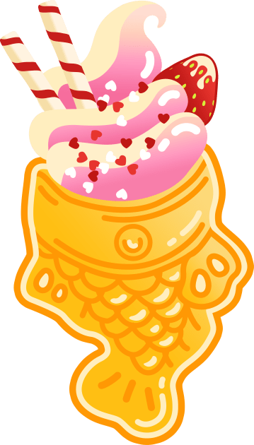 Taiyaki Strawberry Ice Cream - Japanese Sweets - Kawaii Food Kids T-Shirt by NOSSIKKO