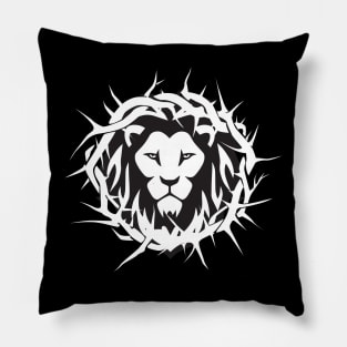 Lion of Judah, Crown of Thorns Christian Design Pillow