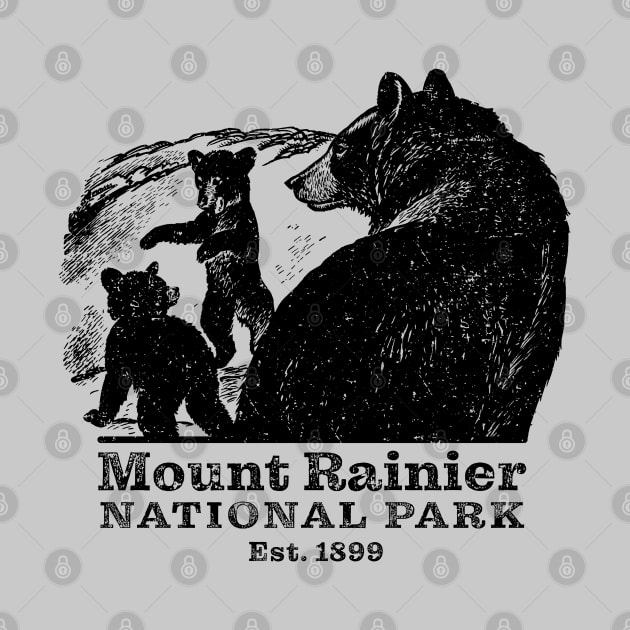 Mount Rainier National Park Bear Playful Cubs by Pine Hill Goods