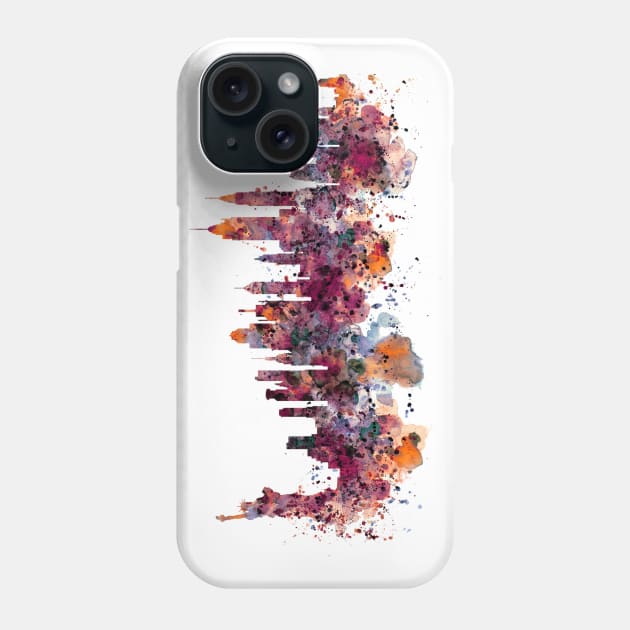 New York skyline watercolor Phone Case by Marian Voicu