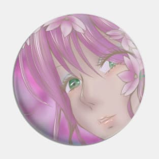 Anime Pink Hair Girl Under the Sakura Pin