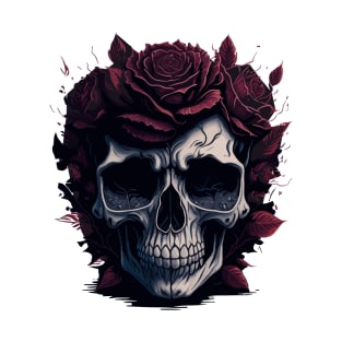 Skull and Roses vector art Tattoo style T-Shirt