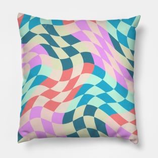 Groovy Abstract Grid Colorful Pattern Retro 70s Pillow