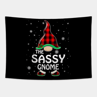 Sassy Gnome Buffalo Plaid Matching Family Christmas Pajama Tapestry