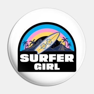 SURF Life Surfer Girl Surfboard Pin