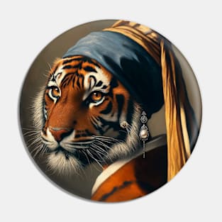 Wildlife Conservation - Pearl Earring Tiger Meme Pin