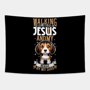 Jesus and dog - Beagle Tapestry