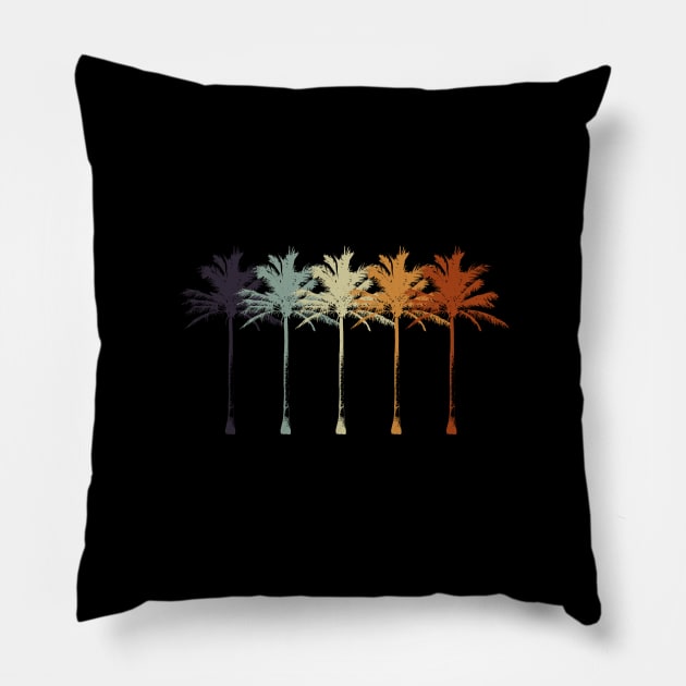 Retro Palm Trees Pillow by Aunt Choppy