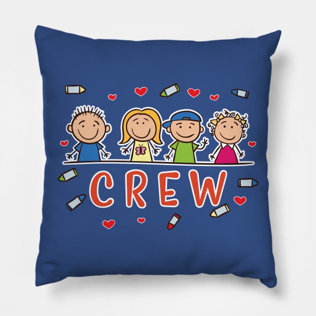 Kinder Crew Kids Friends Pre-K School Preschool Team Pillow by Shirtbubble