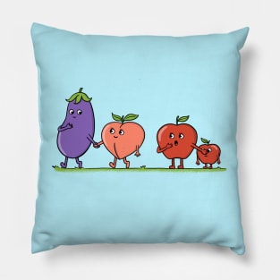 Emojis eggplant and peach Pillow