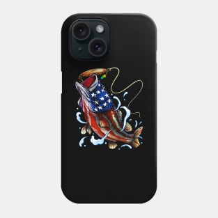 Bass Fishing - American Flag - Fourth Of July Phone Case