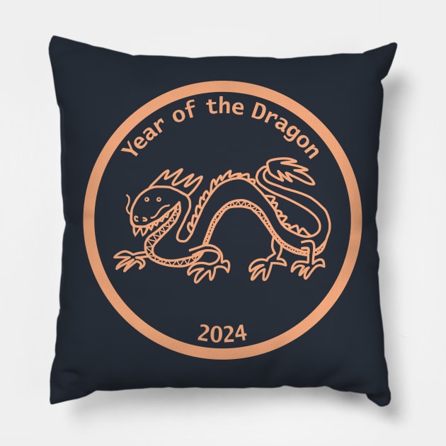 Year of the Dragon 2024 Peach Fuzz Pillow by ellenhenryart