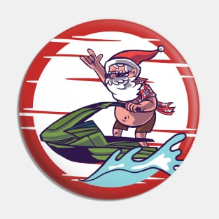 Jet Ski Santa Cartoon Pin