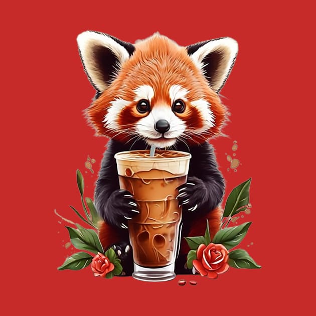 Iced Coffee and Red Panda by likbatonboot