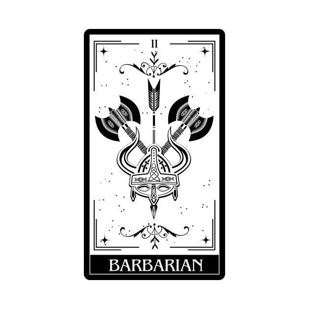 Barbarian Tarot Card D&D Nat 20 Dungeons & Dragons T-Shirt Black by JaeSlaysDragons
