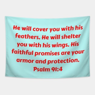 Bible Verse Psalm 91:4 Tapestry