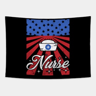 Nurse 4th of July American Flag Patriotic USA Stethoscopes Tapestry