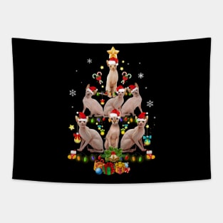 Sphynx Christmas Tree Funny Cat Lovers Xmas Holiday Gift Tapestry