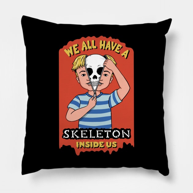 Skeleton Inside Pillow by coffeeman